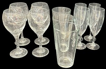 11 Pcs Clear Barware - 4-Champagne Flutes, 4-Wine Stems And 3-Heavy-Duty Beer Glasses, As Pictured