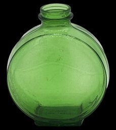 Art Deco Era Green Sunsweet Prune Juice Flat Canteen Style Bottle, 6' X 3' X 6.5'H