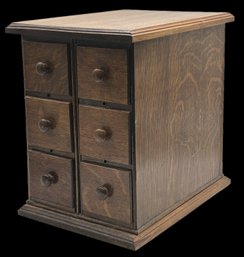 Antique Oak 6-Drawer Married Table Top Apothecary Style Cabinet, 11.5' X 15.5' X 15.5'H