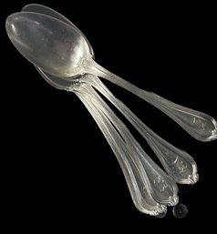 5 Pcs Sterling Silver .925 Dessert Spoons, Monogrammed, 83.54 Dwt Or 4.178 Ozt
