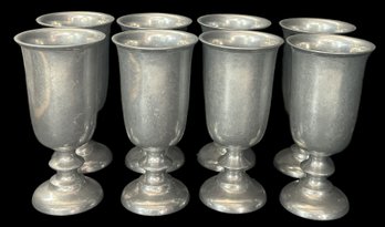 8 Pcs Vintage Pewter Chalices - Duratale By Leonard, 7'H