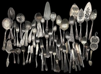 Large Lot Silver Plate Flatware & Serving Pieces - Think Catering, Wedding, Reception, As Pictured