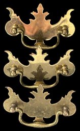 3 Pcs Vintage Matching Brass Drawer Pulls, Screw Holes 2.75' Wide