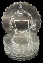 11 Pcs Vintage Heisey Clear Pressed Glass Plates, Plantation Pattern With Pineapples, 8.5' Diam.
