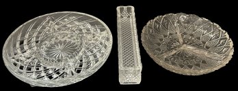 3 Pcs Vintage Relish Dishes - 5-Section Divided, 3-Section Divided And Rectangular Olive Dish