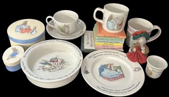 Lot Of Various Beatrix Potter Peter Rabbit Books, Ceramics And More, As Pictured