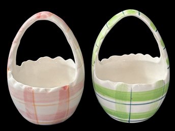 2 Pcs Small Ceramic Easter Egg Baskets, As Pictured