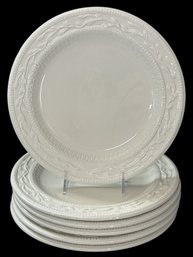 6 Pcs ND Exclusive Ivory Embossed 11.25' Diam. Dinner Plates