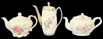 3 Pcs Vintage Teapots - 1-Musical Japan, Tallest Chodiez Poland 8.5' And Arthur Wood & Son