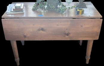 Antique Double Drop-Leaf Table, 42' X 19.5' X 28.5'H, Each Leaf 10.5', Square Ends