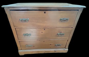 Antique 3-Drawer Dresser, Original Brasses, 35.5' X 17' X 32'H
