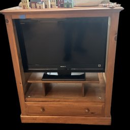 Vintage Open Front Single Drawer Wooden TV Cabinet, 37' X 33' X 45.5'H