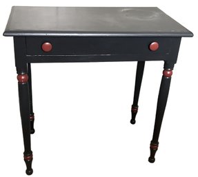 Antique Single Drawer Black Painted Work Stand, 29.5' X 17.5' X 29'H