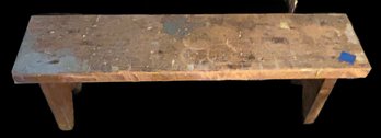 Primitive Wooden Bench With Boot Jack Ends, 24' X 11' X 33'H, Sturdy