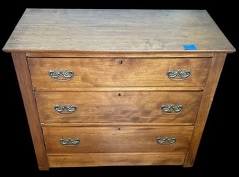Antique 3-Drawer Chest, Original Brasses, 36.5' X 16.75' X 31'H