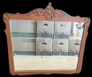 Antique Oak Beveled Wall Mirror, 21.5' X 29'H