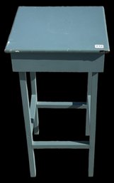 Vintage Teal Painted Wooden Lamp Stand, 15' Sq X 28.5'H