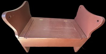 Wonderful Mud Room Bench With Raised Ends And Lift-Top Storage In Red Paint, 25.5' X 17' X 28'H