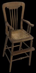 Vintage Oak Child's Highchair, 15.5' X 18' X 38.5'H