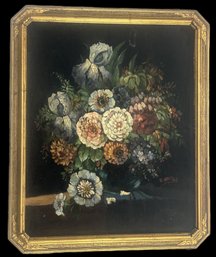 Antique Oil On Board Floral Still Life, Signed O. Arnold, 18.5' X 22.5'H