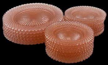 18 Pcs Vintage Anchor Hocking Pink Depression Glass, Miss America Pattern 12-5.75' Diam. & 6-8.5' Diam.