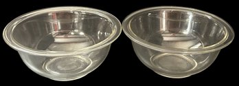 2 Pcs Matching Clear 1L Pyrex Corning Clear Mixing Bowls, 7' Diam.