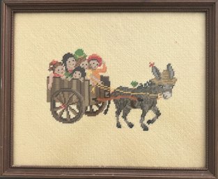Framed Oxcart Crochet -  16 3/4 X 13 3/4'