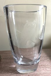 Steuben Owl Vase - Signed 'p. Schelling - 1980' - Which Is Peter Schelling - Master Glass Engraver For Steuben