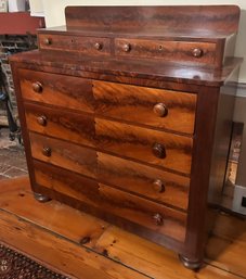 Antique Flame Mahogany Step-Back Chest Of Drawers, 2-Over-4, 45' X 19.5' X 47.75'H