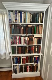Vintage White Painted 6-Shelf Standing Bookcase With Back, 41' X 12.75' X 84.25'H