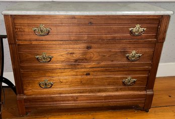 Antique Victorian Marble Top 3-Drawer Chest, 40' X 16' X 31'H