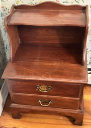 2 Pcs Pair Solid Wild Black Cherry Wooden 2-Draw & Shelf Bedside Tables, By Virginia Galleries