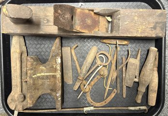Lot Of Antique Tools - Wood Block Plane - Small Anvil - Hand Tools Etc.