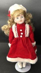 Porcelain Doll On Ice Skates With Stand - 16' High