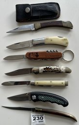 7 Pcs Lot Pocket Knives - Various Makers, Sizes And Number Of Blades, As Pictured