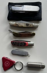 7 Pcs Lot Pocket Knives - Various Makers, Sizes And Number Of Blades, As Pictured