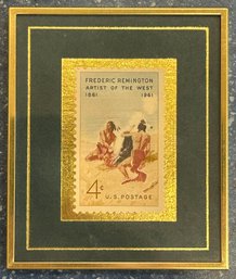 1991 Frederic Remington Ltd Ed 235/5000 Framed Commemorative 4 Cent US Postage Stamp, 2.5' X 3'H