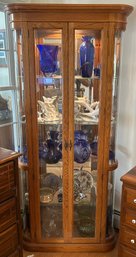 Quality 2-Door Oak 5-Shelf Curio Display Cabinet, Beveled Glass, Curved Sides, Lighted, 36' X 13' X 76'H
