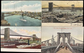 Four Vintage Postcards Of The Brooklyn Bridge - New York City - 2 Postally Used: 1905 & 1911
