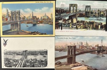 Four Vintage Postcards Of The Brooklyn Bridge - New York City - 2 Postally Used: 1908 & 1918