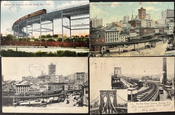 Four Postcards Of The Nyc Elevated Railway - All Postally Used - Postmarks: 1907 -1907 - 1910 - 1911