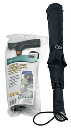 2 Pcs - New Unused Deluxe Folding Hospital Quality Cane And Expanding Umbrella
