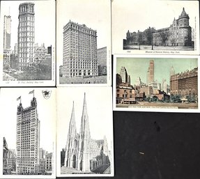 Six Vintage New York City Postcards - 5 Show Buldings - 1 Shows Scene - None Postally Used