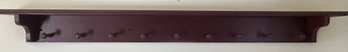 Bench Made Shaker Style Wall Shelf With 9-Pegs, In Deep Red Paint, 58' X 6.5' X 5.5'H