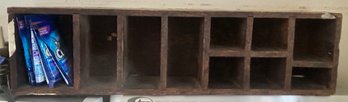 Primitive 10-Compartment Box Currently Used As Wall Storage, 27' X 4.5' X 7'H