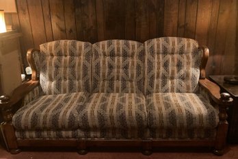 Sturdy Wood Couch Full Length Matches Recliner In Prior Lot