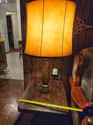 Nautical Barrel End Table With Built In Lamp