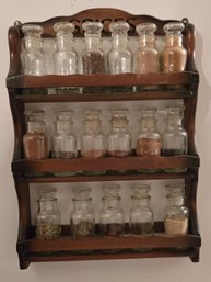 Vintage Spice Rack With Glass Containers