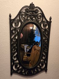 Faux Metal Entryway Mirror With Shelf