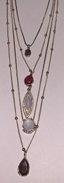 Necklace - Multi-chain With Gemstones